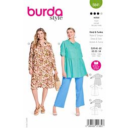 Strih Burda zelený 5841 - košeľové šaty, tunika