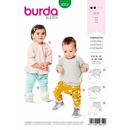 Strih Burda zelený 9312 - detská mikina, teplákové nohavice