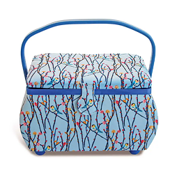 Kazeta - košík na šitie - Blue birds, vel. L - PRIM