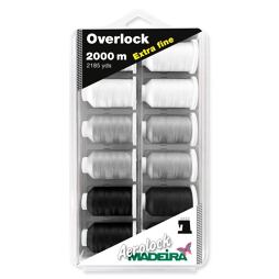 Overlockové nite PES Madeira Aerolock 180 - Black & White (12x2000m)