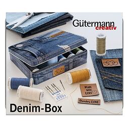 Súprava šijacích nití PES Gütermann DENIM (12x100m) v plechovej krabičke