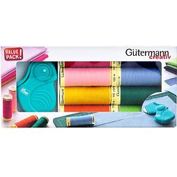 Sada šijacích nití PES Gütermann (8x100m) + skladacie rezacie koliesko Prym