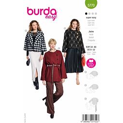 Strih Burda zelený 5770 - dámske sako, plyšový kabátik, krátky kabátik