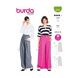 Strih Burda zelený 5751 - nohavice so širokými nohavicami, nohavicová sukňa