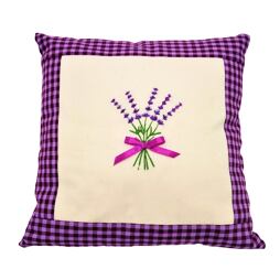 Obliečka na vankúš s výšivkou levandule