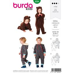 Strih Burda zelený 9294 - detské dupačky, overal