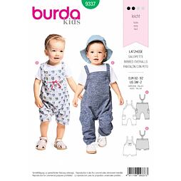 Strih Burda zelený 9337 - detské laclové nohavice, lacláče