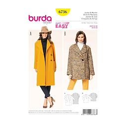 Strih Burda žltý 6736 - dámsky kabát, krátky kabát