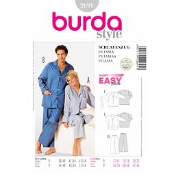 Strih Burda šedý 2691 - unisex pyžamo