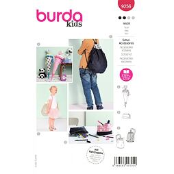 Strih Burda červený 9256 - kornút, peračník, batoh