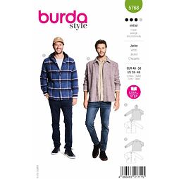 Strih Burda zelený 5768 - pánska košeľová bunda s kapucňou, vrchná košeľa