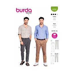 Strih Burda zelený 5722 - pánske nohavice, nohavice so skladmi