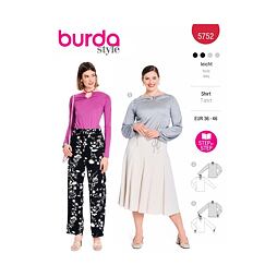 Strih Burda červený 5752 - tričko so šnurovaným výstrihom