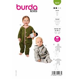 Strih Burda zelený 9235 - overal, kombinéza pre bábätká