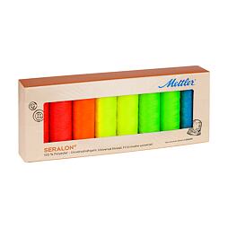 Súprava šijacích nití PES - SERALON 100 METTLER (8x200m) - neón