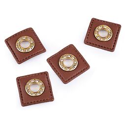 Priechodka s koženkou a kamienkami - na našitie - prievlak 8 mm (4ks)