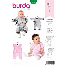 Strih Burda zelený 9314 - detské zavinovacie bodýčko