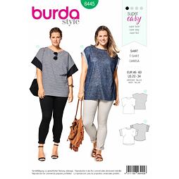 Strih Burda zelený 6445 - jednoduché tričko pre plnoštíhle