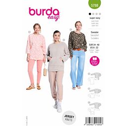 Strih Burda zelený 5788 - voľná mikina, dlhá mikina, krátka mikina