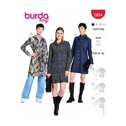 Strih Burda červený 5854 - košeľové šaty, džínsové šaty