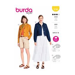 Strih Burda červený 5749 - džínsová bunda, kabátik sako