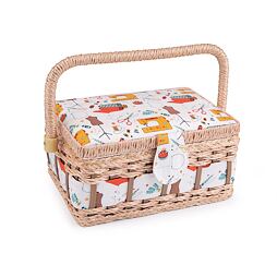 Kazeta - košík na šijacie potreby - biela/šijací stroj