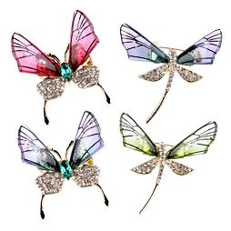 Brošňa vážka/motýľ s brúsenými kamienkami