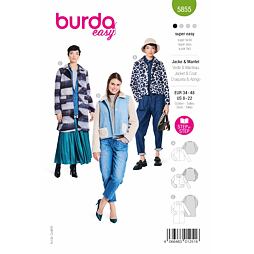 Strih Burda zelený 5855 - plyšová bunda, kabát