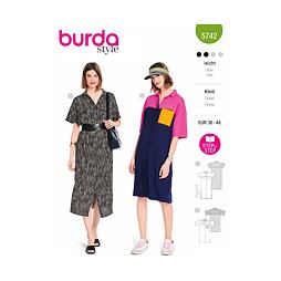 Strih Burda zelený 5742 - košeľové šaty, športové šaty, polo šaty
