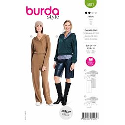 Střih Burda zelený 5871 - zavinovací overal, mikina s kapucí