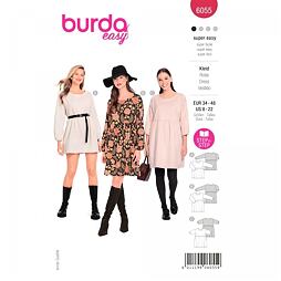 Strih Burda červený 6055 - voľné šaty, pohodlné šaty