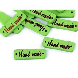 Dřevěná nášivka Handmade (10ks) - zelená