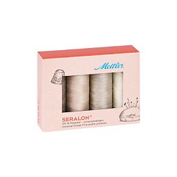 Súprava šijacích nití PES - SERALON 100 METTLER (4x200m) - béžová