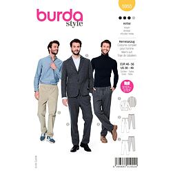 Strih Burda zelený 5955 - pánsky ležérny oblek, sako, teplákové nohavice