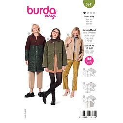 Strih Burda zelený 5941 - bunda, dlhá bunda, menčestrová bunda