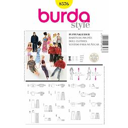 Strih Burda žltý 8576 - oblečenie pre bábiky Barbie