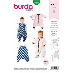 Strih Burda zelený 9298 - spací vak (overal) pre bábätká