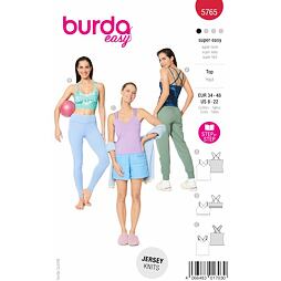 Strih Burda červený 5765 - funkčný top, športové tielko, podprsenkový top