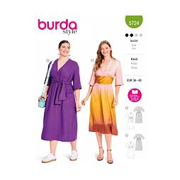 Strih Burda zelený 5724 - zavinovacie šaty, midi šaty