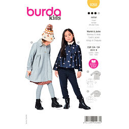 Strih Burda žltý 9268 - detský vlnený kabát