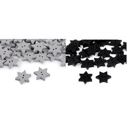 Drevený dekoračný gombík hviezda (10ks)