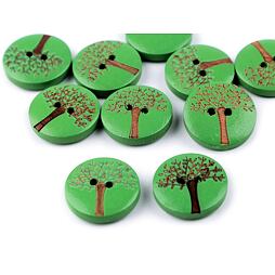 Dřevěný dekorační knoflík (10 ks) - strom života