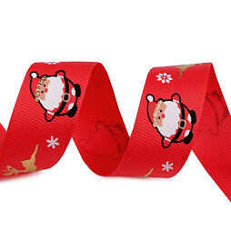 Vánoční rypsová stuha (25 mm) - Santa Claus - metráž