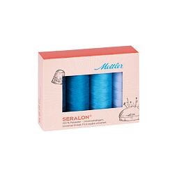 Sada šicích nití PES - SERALON 100 METTLER (4x200m) - modrá