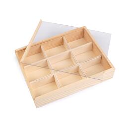 Drevený box (organizér) s posuvným vekom