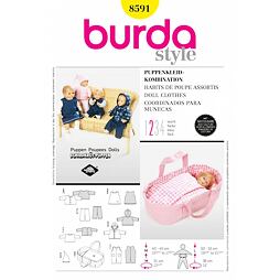 Strih Burda žltý 8591 - oblečenie pre bábiky a taška