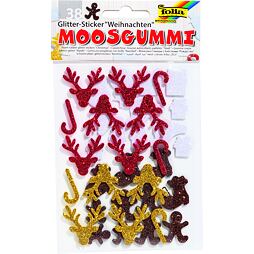 Samolepky z moosgummi - trblietavé vianočné motívy (38ks)