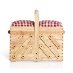 Kazeta - košík na šijacie potreby drevený s látkou - svetlý - PRYM