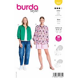 Strih Burda žltý 5847 - dámska blúzka, košeľa