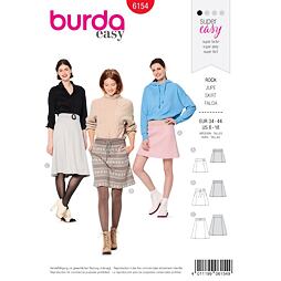 Strih Burda červený 6154 - áčková sukňa, mini sukňa